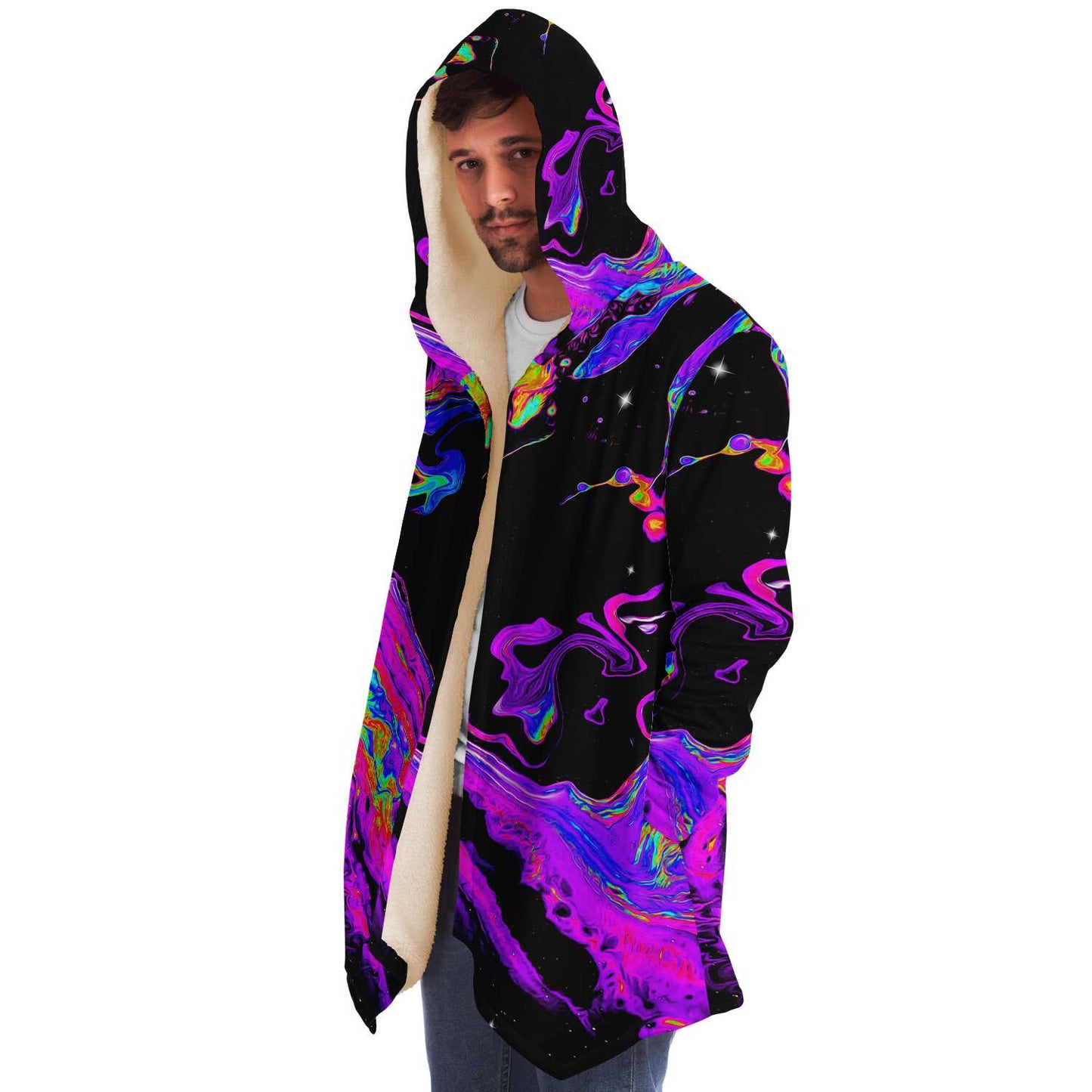 Black Psychedelic Liquid Rave Cloak
