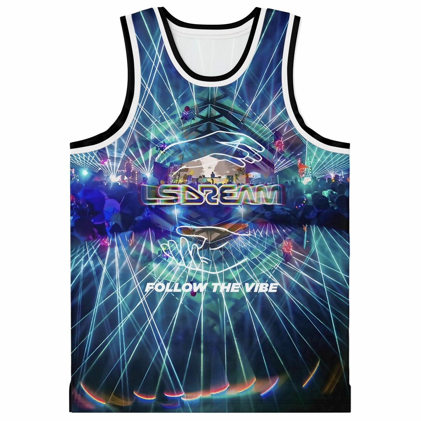 LSDREAM Blue Laser Light Rave Basketball Jersey