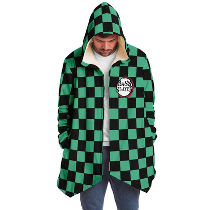 Teal Green Black Checkered Rave Cloak