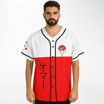 White Red Naruto Uchiha Rave Baseball Jersey