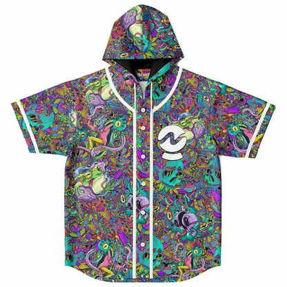 NGHTMRE Neon Dense Psychedelic Rave Hooded Baseball Jersey
