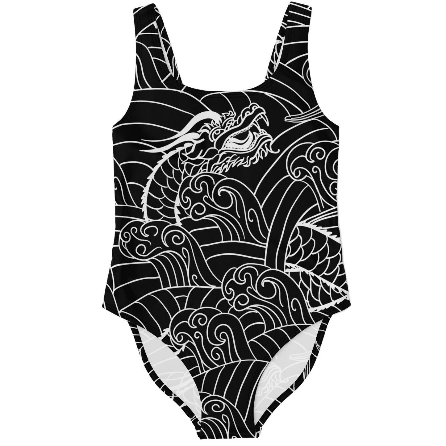 Black Japanese Dragon Rave Swimsuit