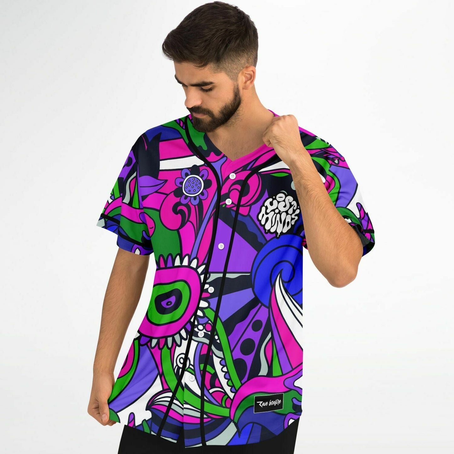 Lost Minds Hot Pink Psychedelic Swirling Rave Baseball Jersey