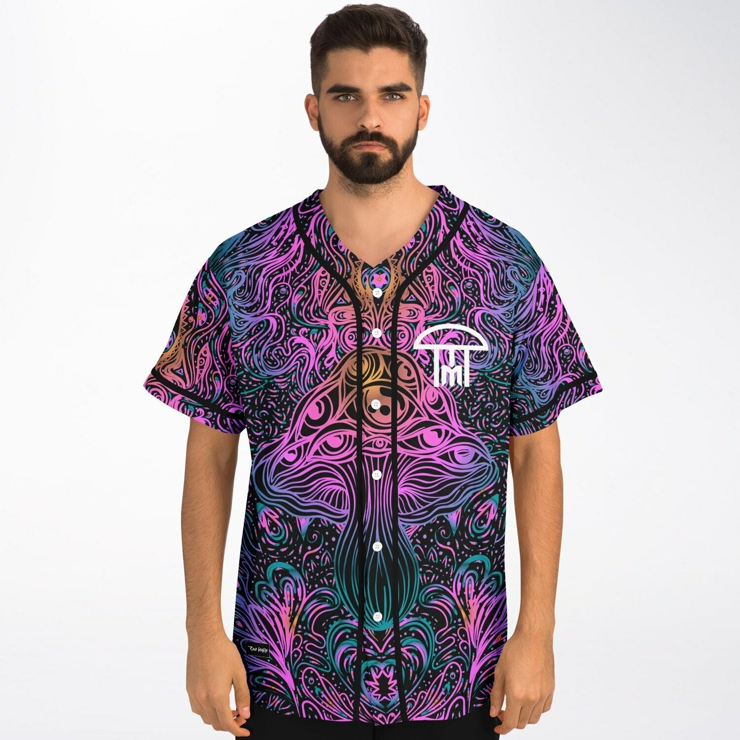 Infected Mushroom Black Ornate Psychedelic Rave Baseball Jersey