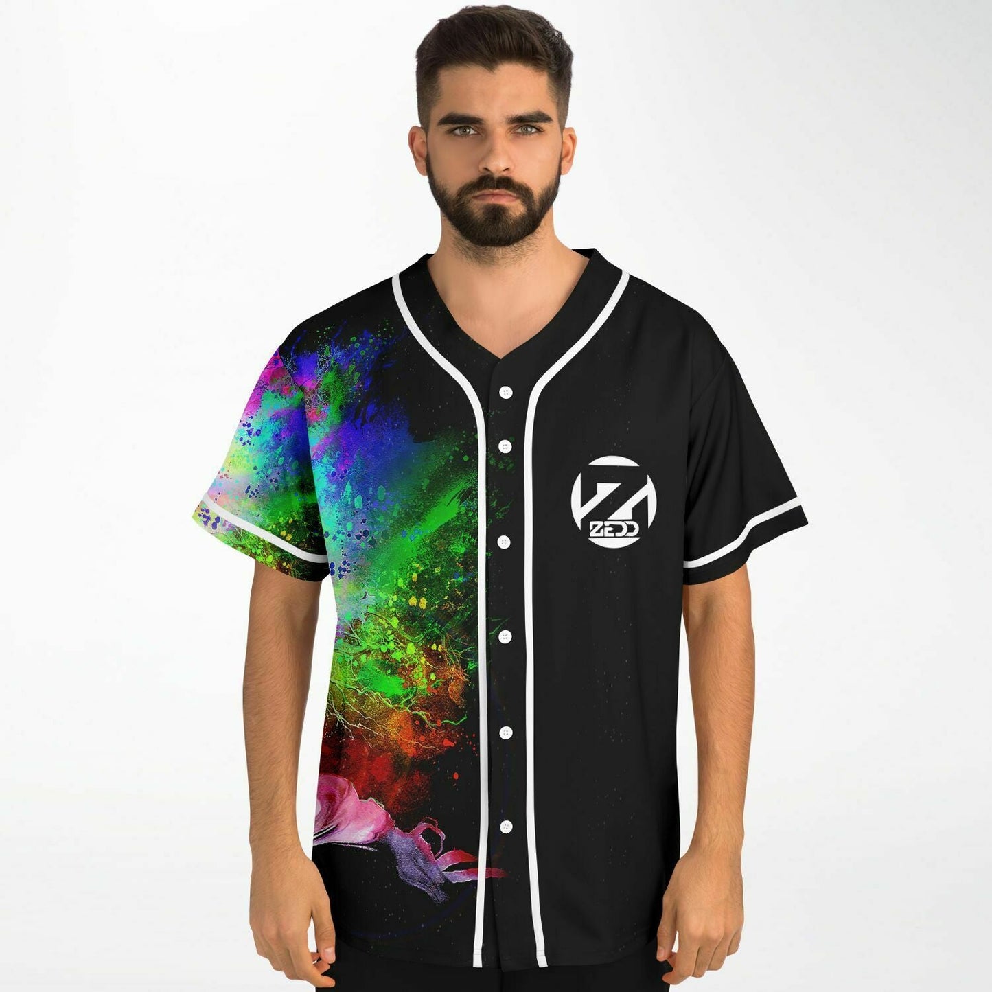 Zedd Black Explosive Colorful Rave Baseball Jersey
