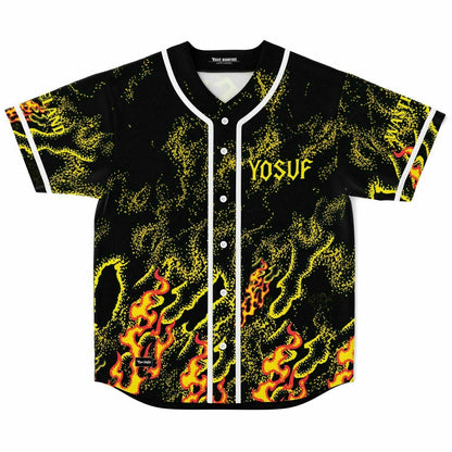 Yosuf Black Flames Fire Rave Baseball Jersey
