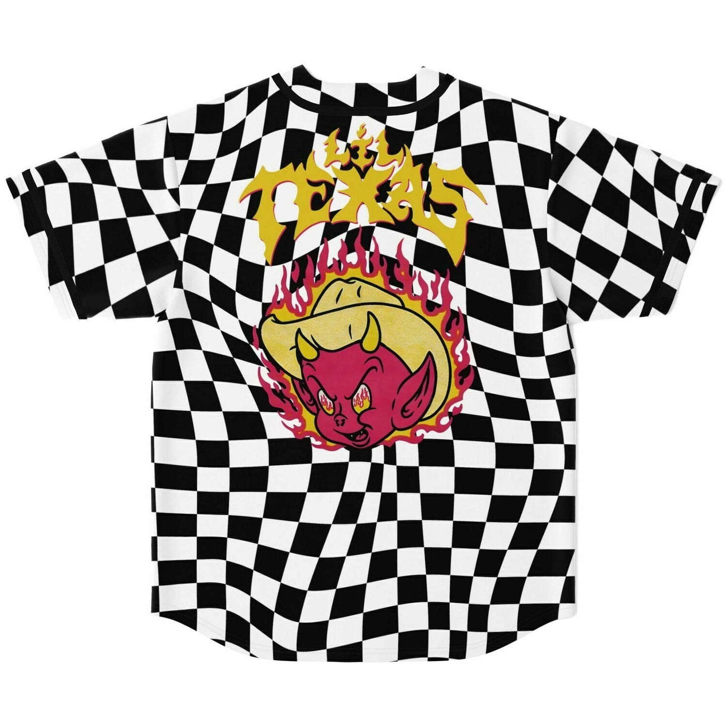 Lil Texas Black White Warped Racing Rave Baseball Jersey