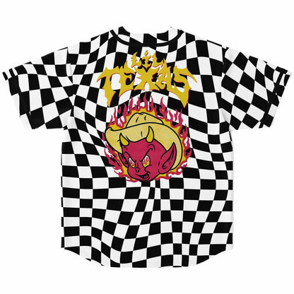Lil Texas Black White Warped Racing Rave Baseball Jersey