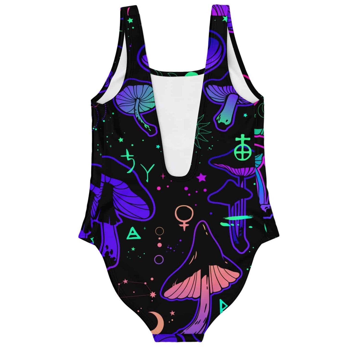 Black Glowing Mushrooms Rave Swimsuit