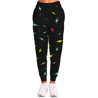 Black Scattered Lightning Rave Joggers