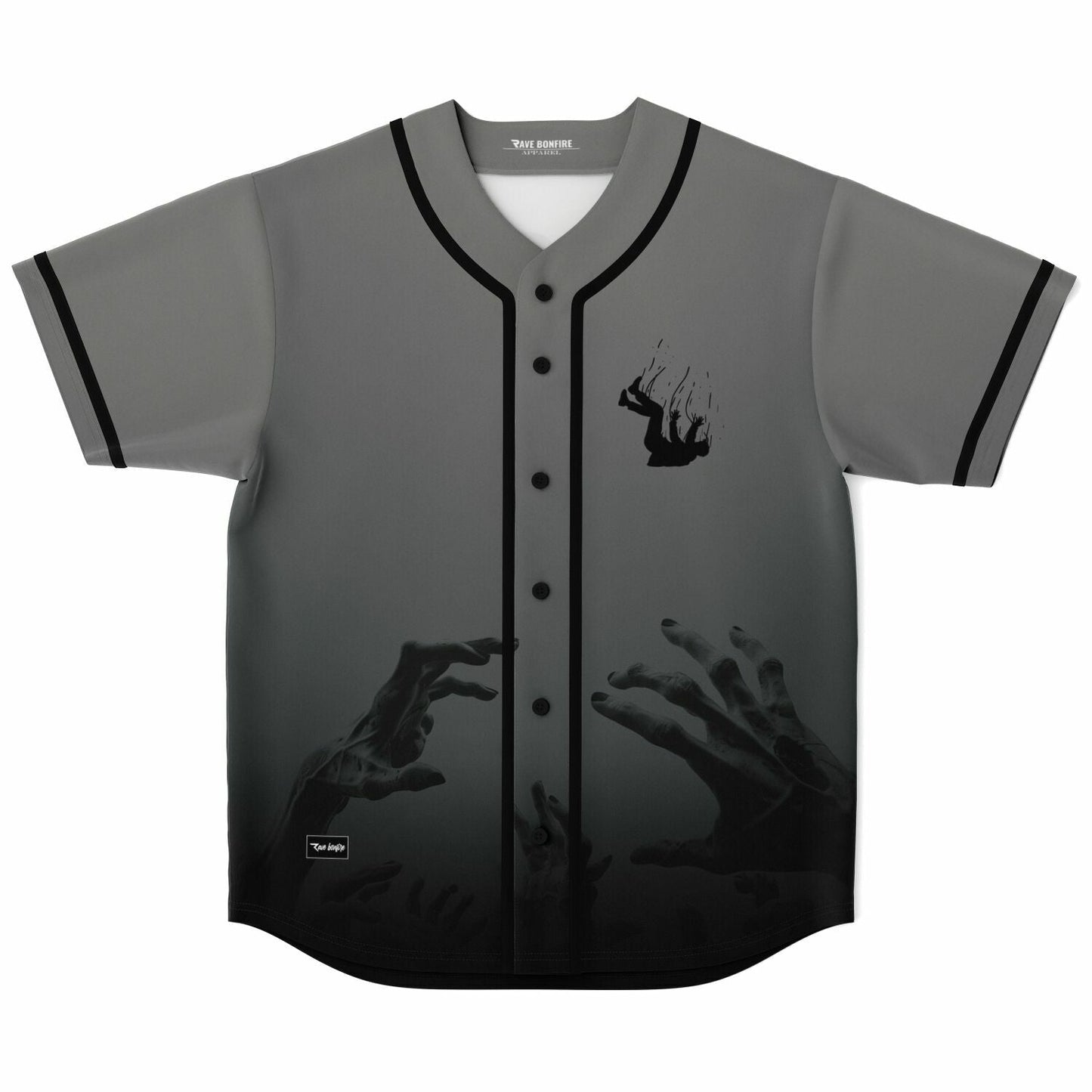Grey Black Photographic Zombie Rave Baseball Jersey