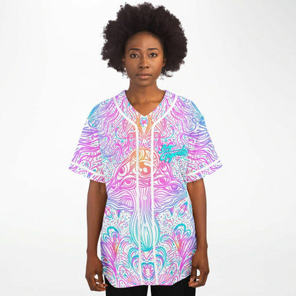 Pastel White Psychedelic Mushroom Rave Baseball Jersey