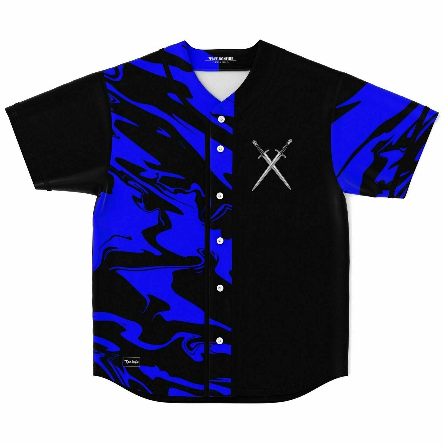 Black Liquid Marble Rave Baseball Jersey