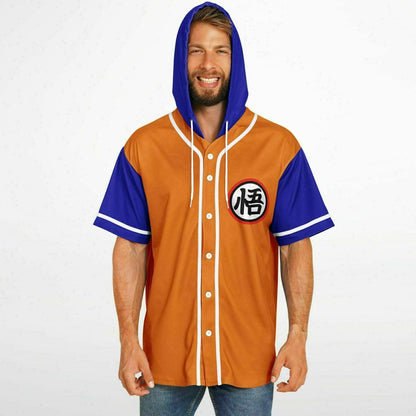 Orange Body Dragon Ball Rave Hooded Baseball Jersey
