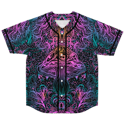 Black Psychedelic Mushroom Rave Baseball Jersey