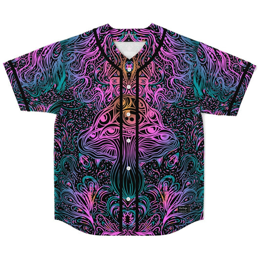 Black Psychedelic Mushroom Rave Baseball Jersey
