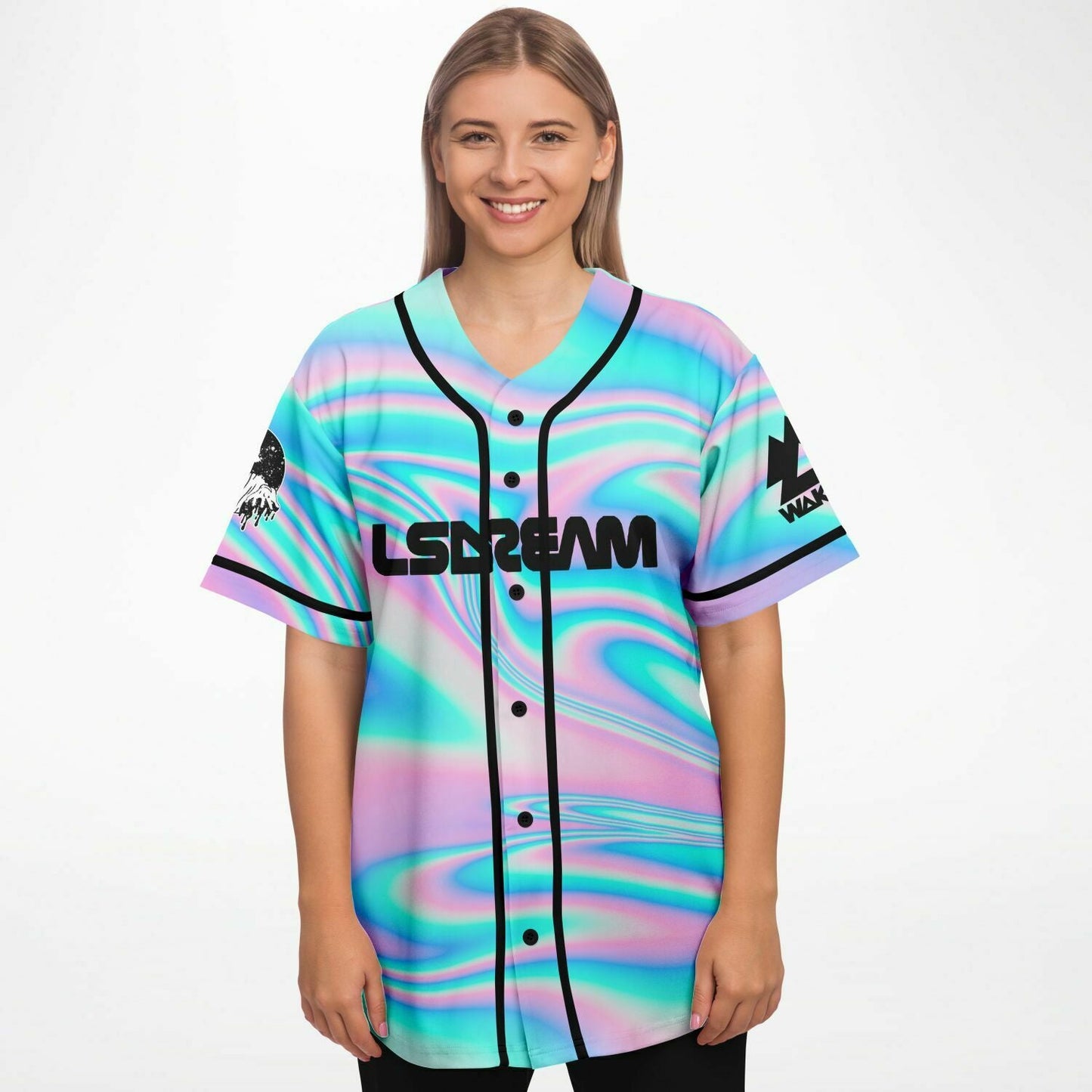 LSDREAM Pastel Holographic Rave Baseball Jersey