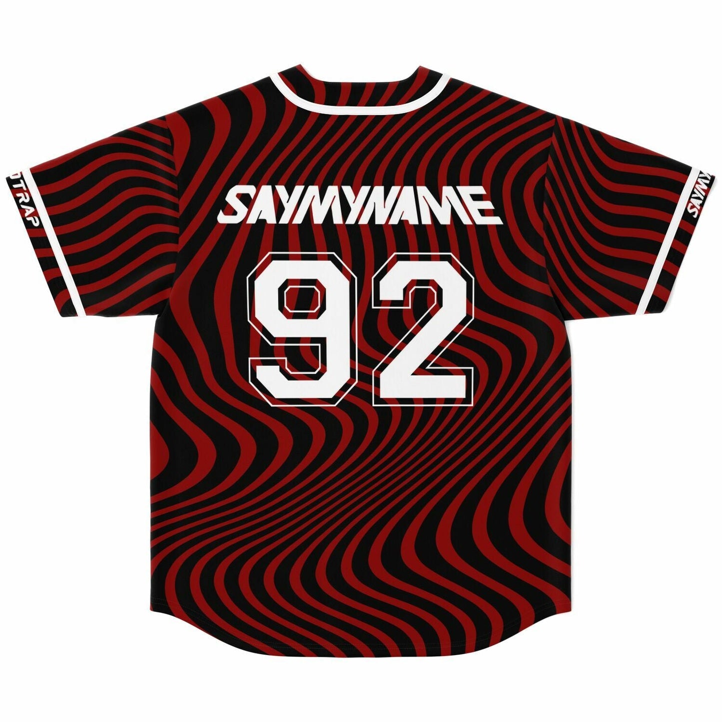 SAYMYNAME Deep Red Wavy Warped Rave Baseball Jersey