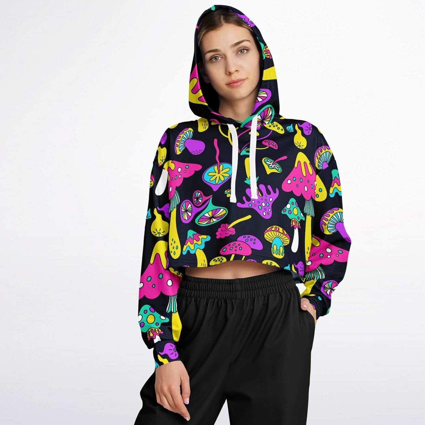 Acid Mushrooms Cropped Hoodie