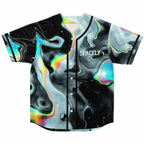 Black Psychedelic Marbled Rave Baseball Jersey