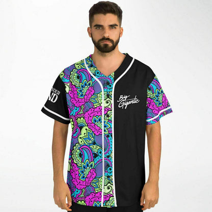 Big Gigantic Black Psychedelic Paisley Rave Baseball Jersey