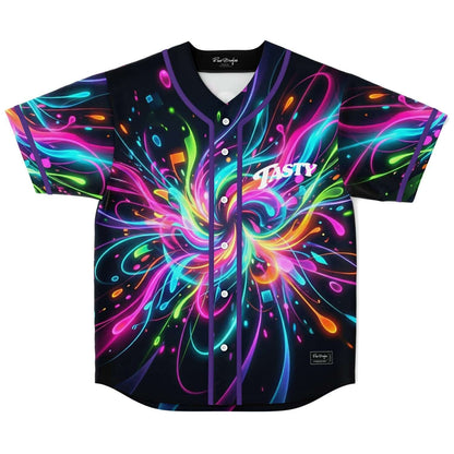 Black Explosive Neon Rave Baseball Jersey