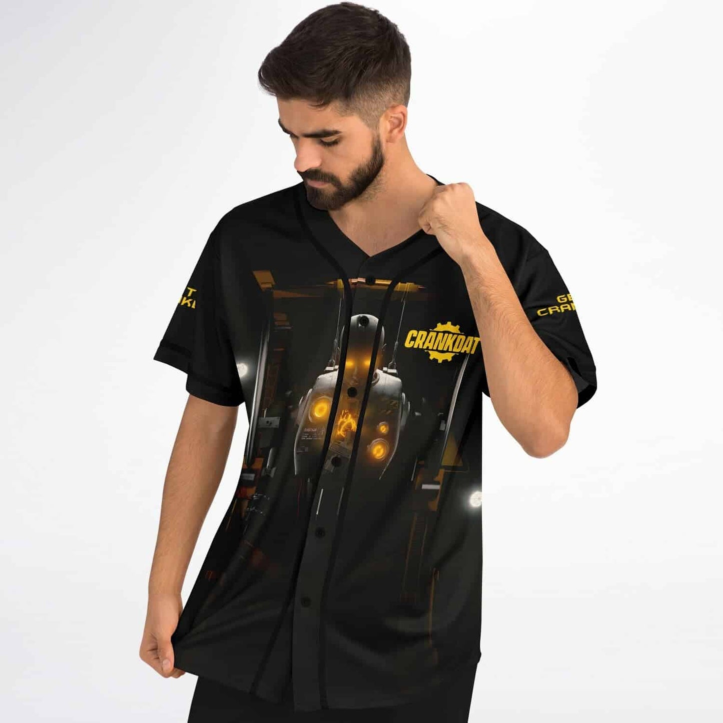 Crankdat Black Cinematic Robot Rave Baseball Jersey