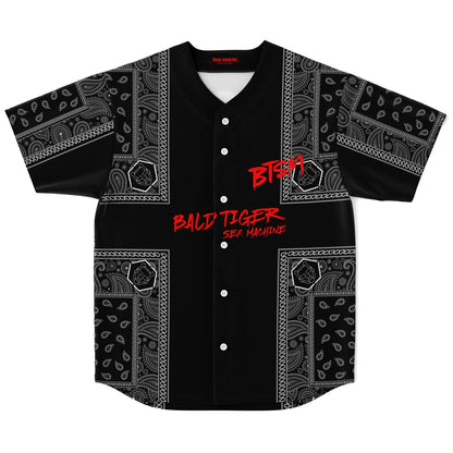 Bald Tiger Sex Machine Black Paisley Bandana Rave Baseball Jersey