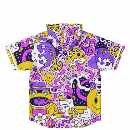 Pastel Pink Trippy Cartoon Rave Hooded Baseball Jersey