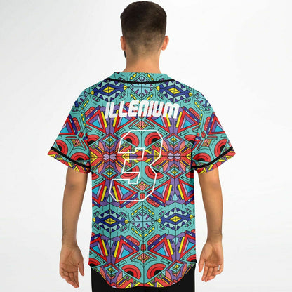Illenium Teal Symmetrical Kaleidoscopic Rave Baseball Jersey