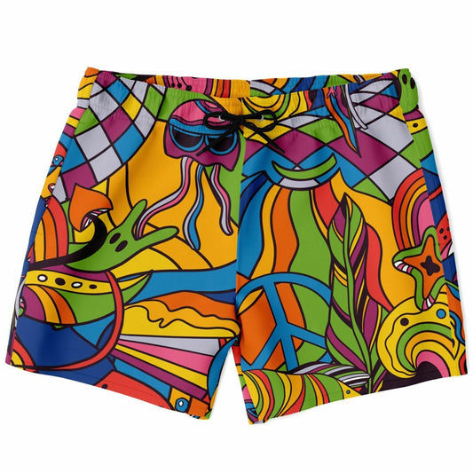 Rainbow 60S Psychedelic Rave Swim Trunks