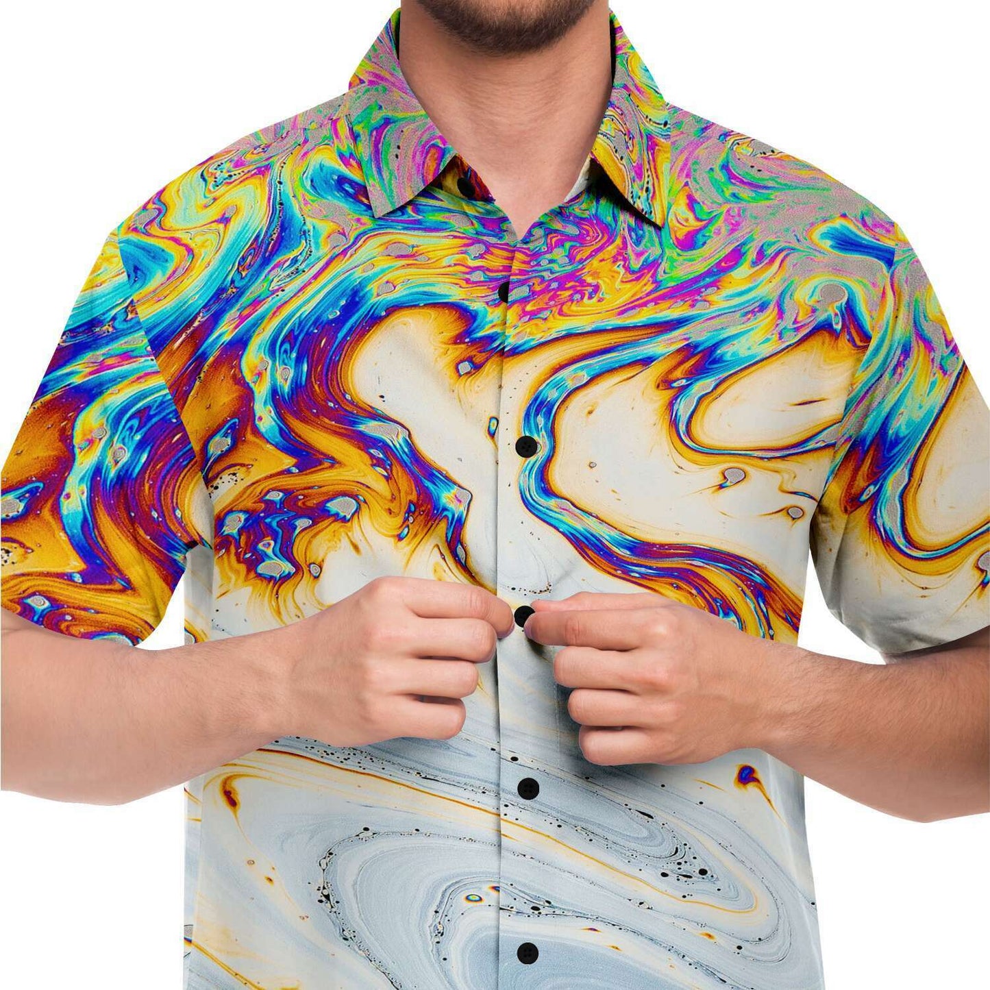 Acid trip short sleeve button down shirt