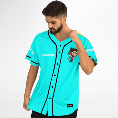 Teal Buck Toothed Rave Baseball Jersey