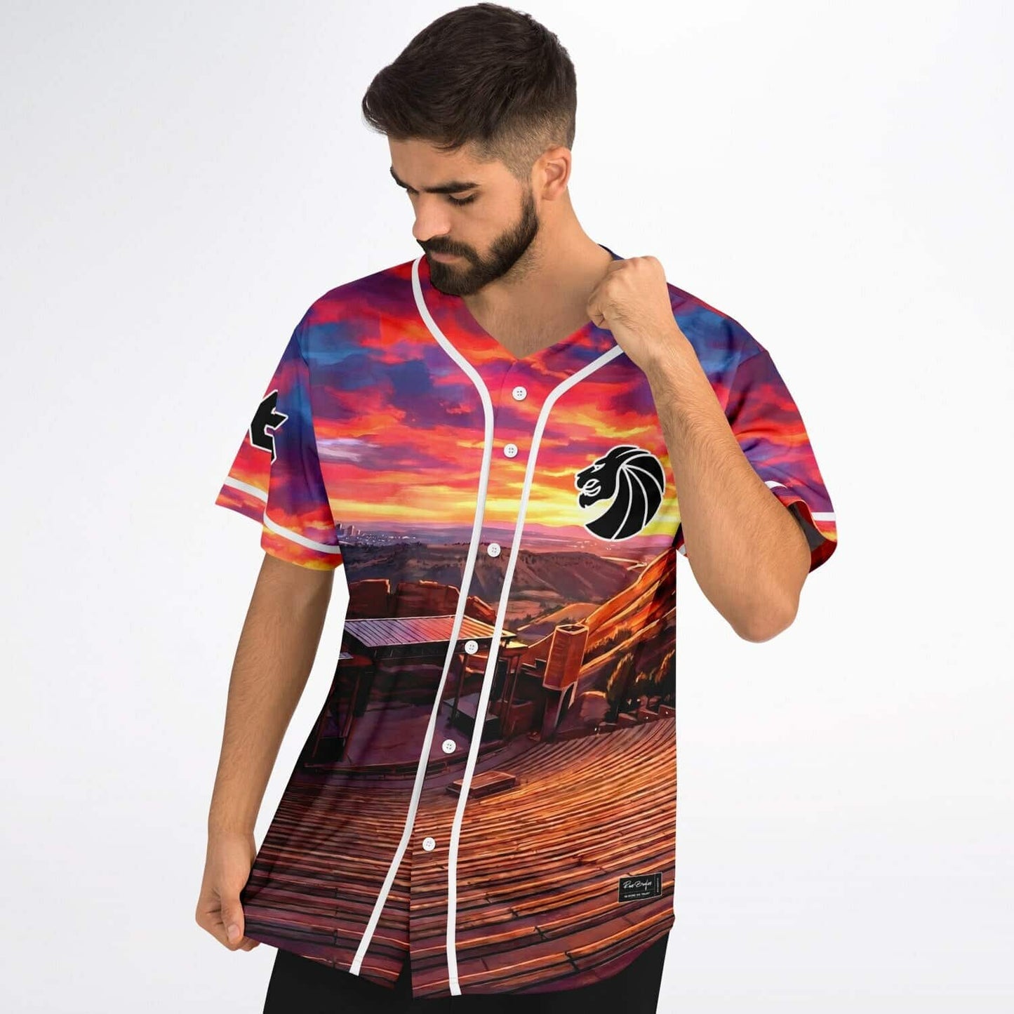 Seven Lions Fiery Sunset Painted Red Rave Baseball Jersey