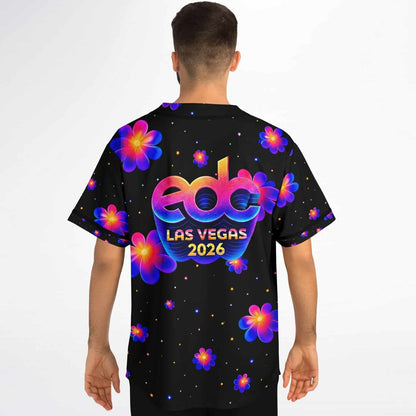 EDC Las Vegas 2026 Black Neon Glowing Rave Baseball Jersey