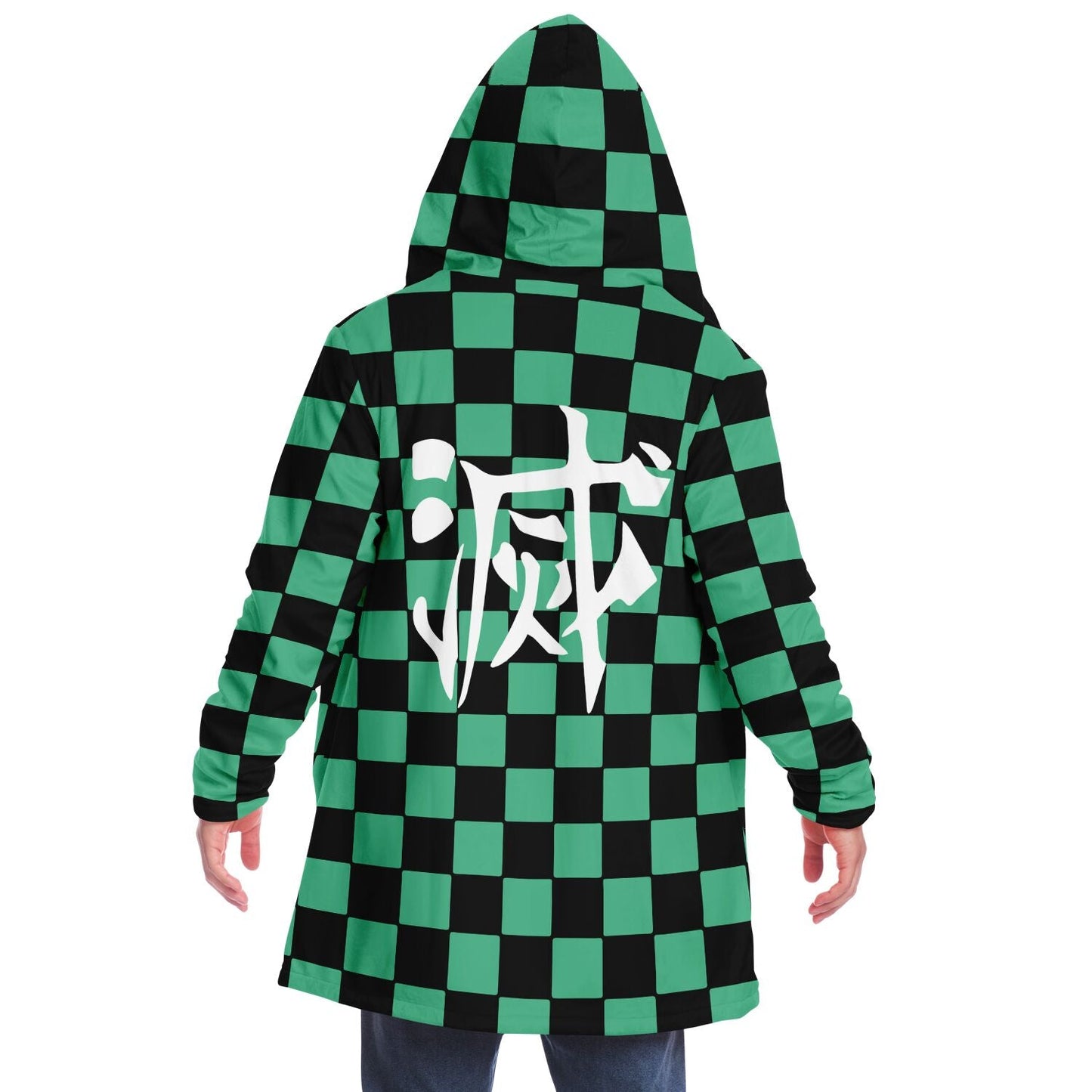 Teal Green Black Checkered Rave Cloak