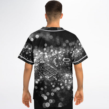 Black White Sparkling Glitter Rave Baseball Jersey