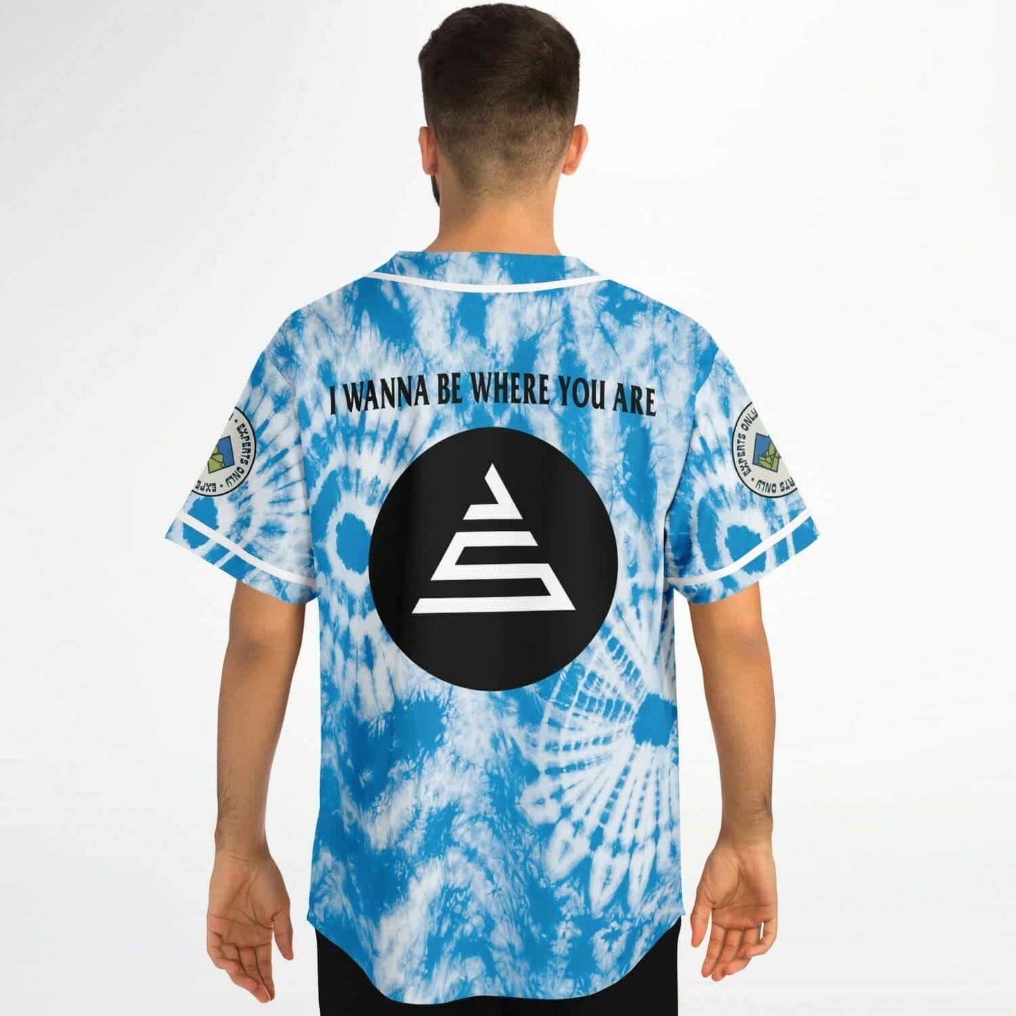 Sky Blue Spiral Tie Rave Baseball Jersey