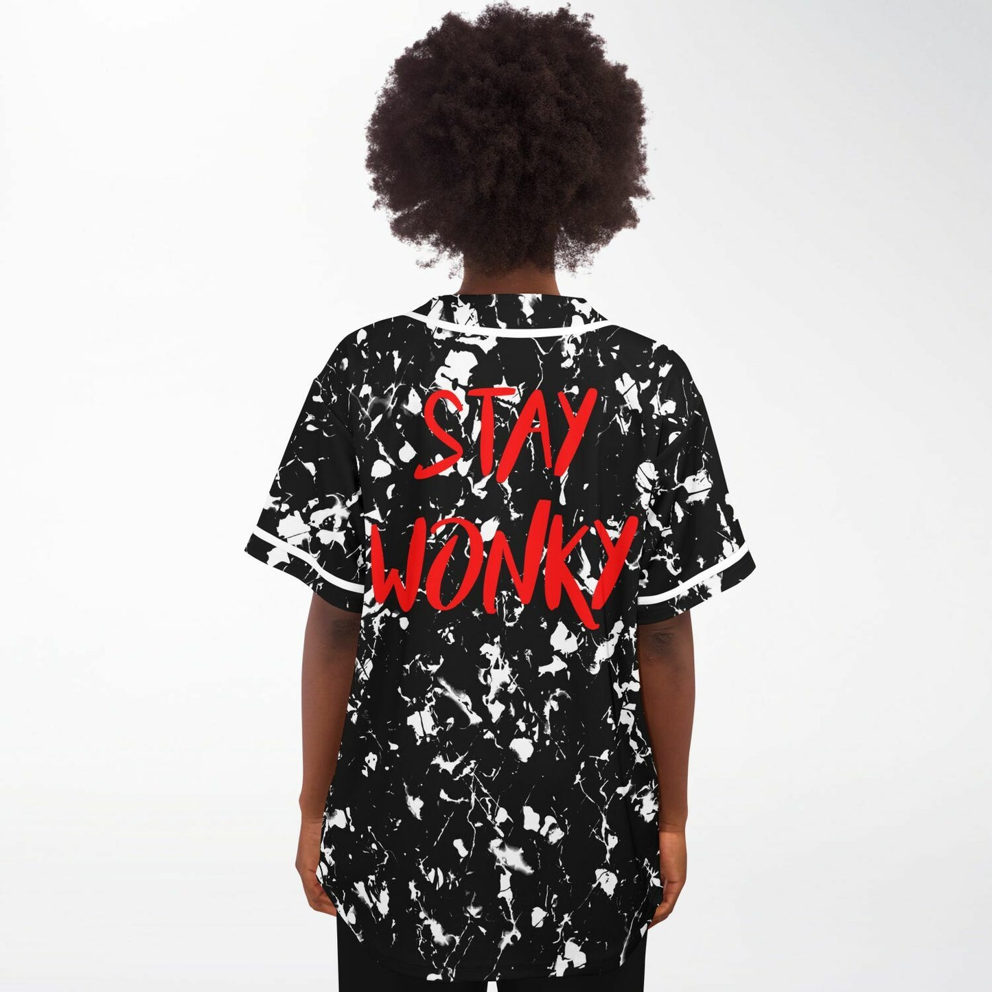 Black White Abstract Paint Rave Baseball Jersey