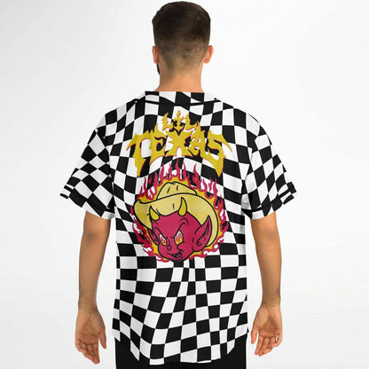 Lil Texas Black White Warped Racing Rave Baseball Jersey