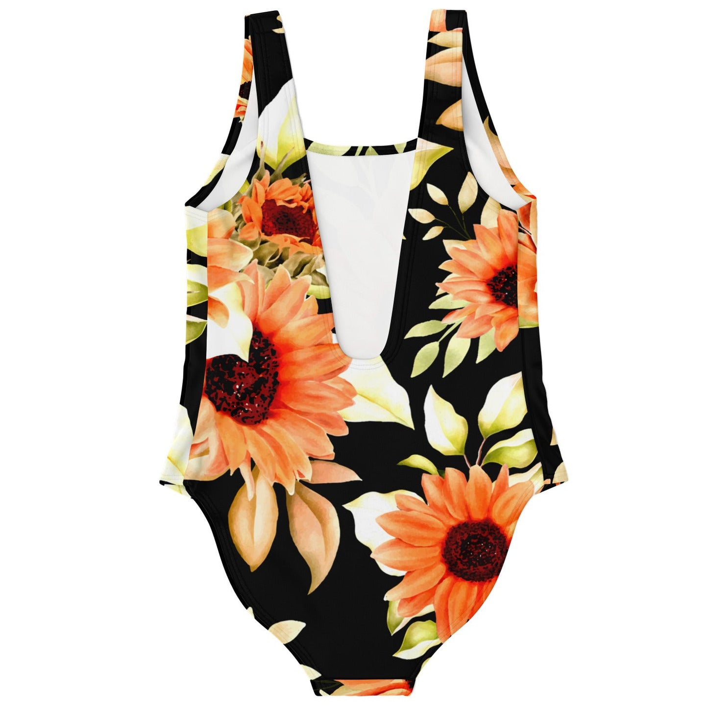 Black Watercolor Sunflower Rave Swimsuit