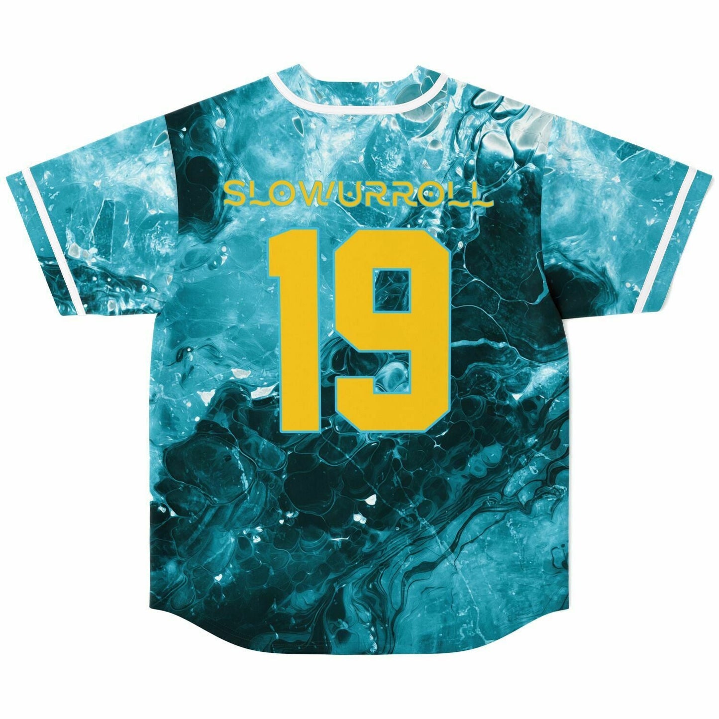 Teal Swirling Marbled Rave Baseball Jersey