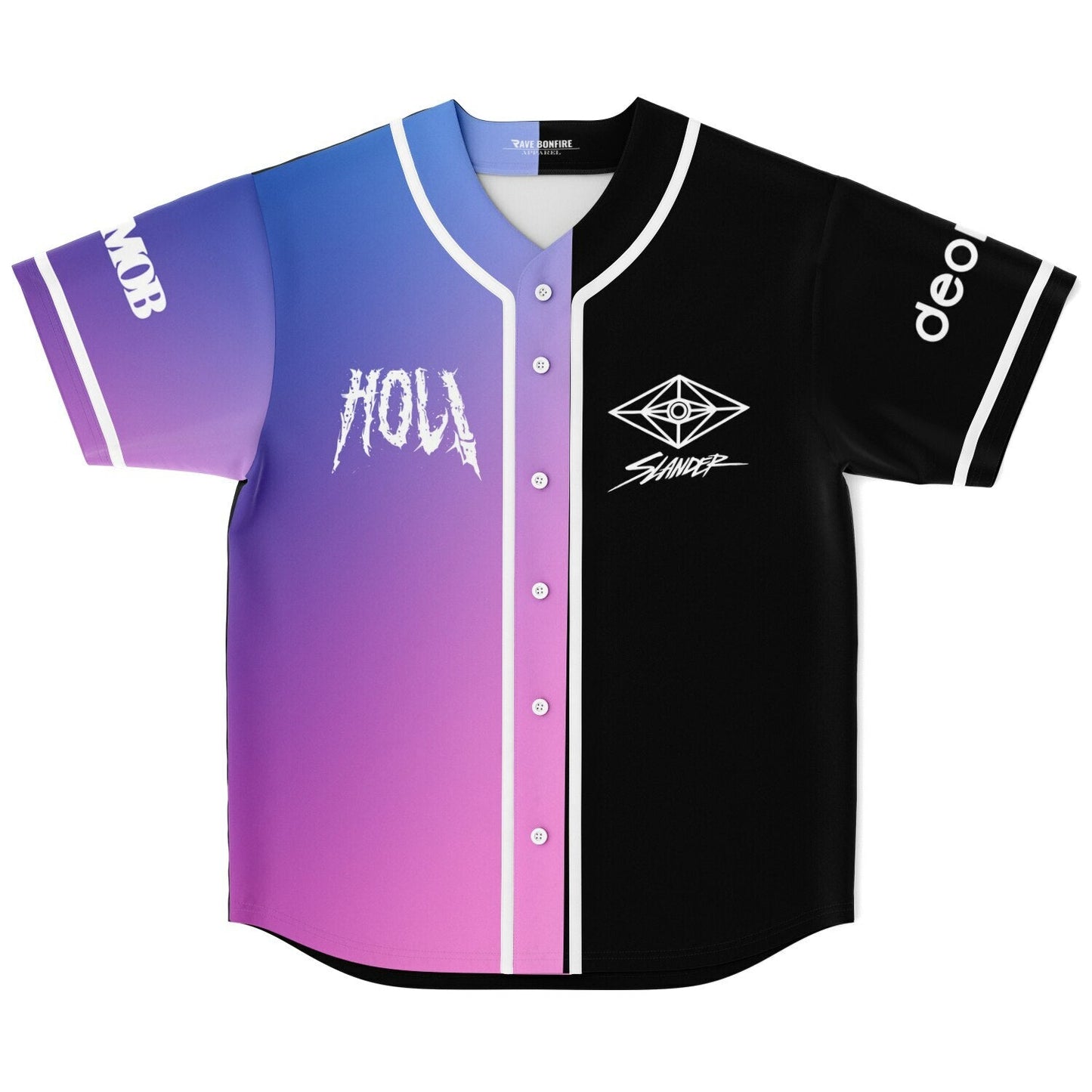 SLANDER Split Blue Gradient Block Rave Baseball Jersey