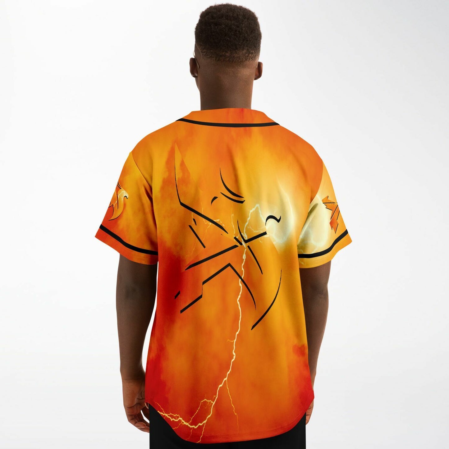 Fiery Orange Two Dragons Rave Baseball Jersey
