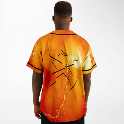 Fiery Orange Two Dragons Rave Baseball Jersey