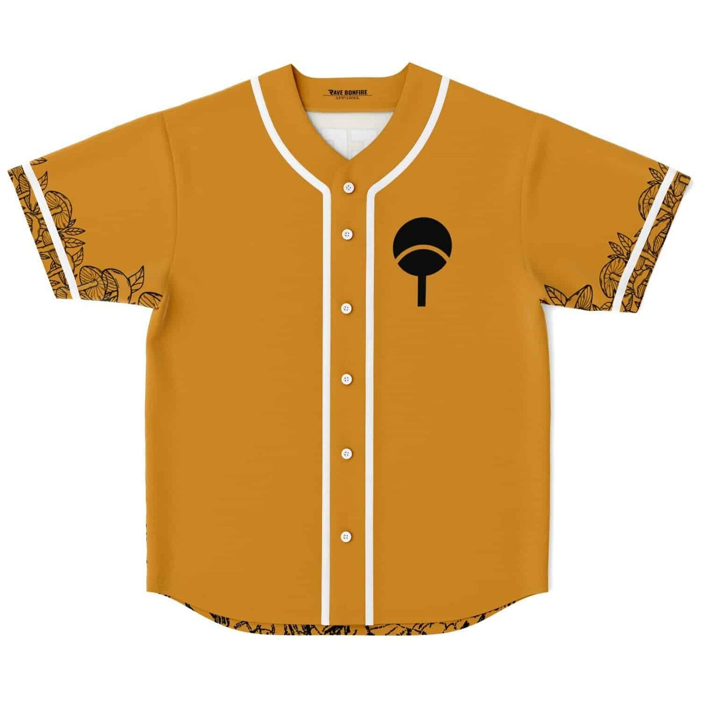 Burnt Orange Black Uchiha Rave Baseball Jersey