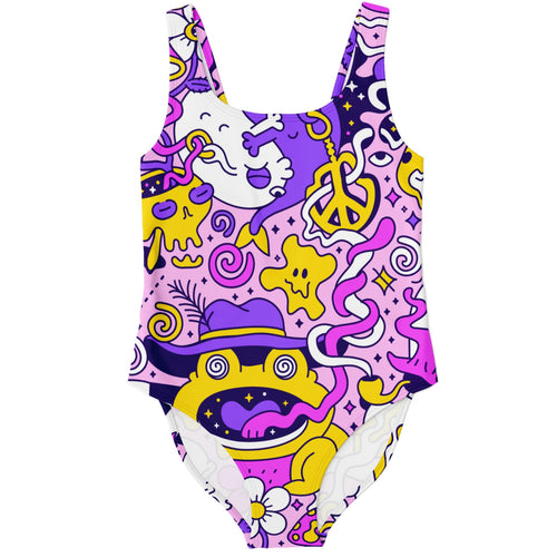Pink Lilac Quirky Doodle Rave Swimsuit