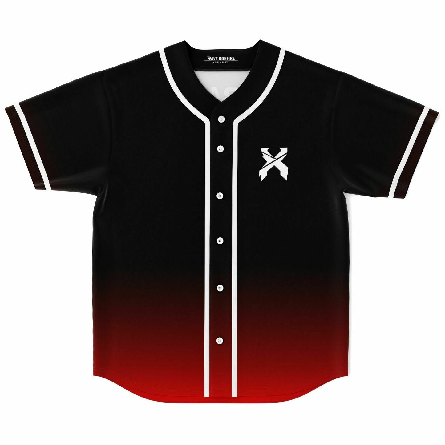 Excision Black Red Crossed X Rave Baseball Jersey