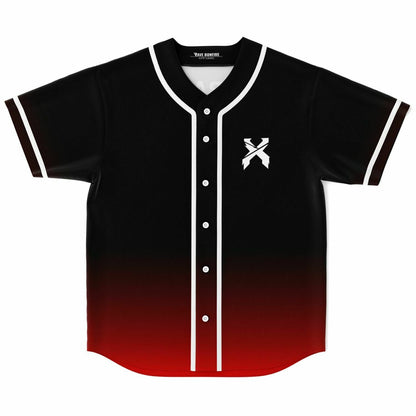 Excision Black Red Crossed X Rave Baseball Jersey