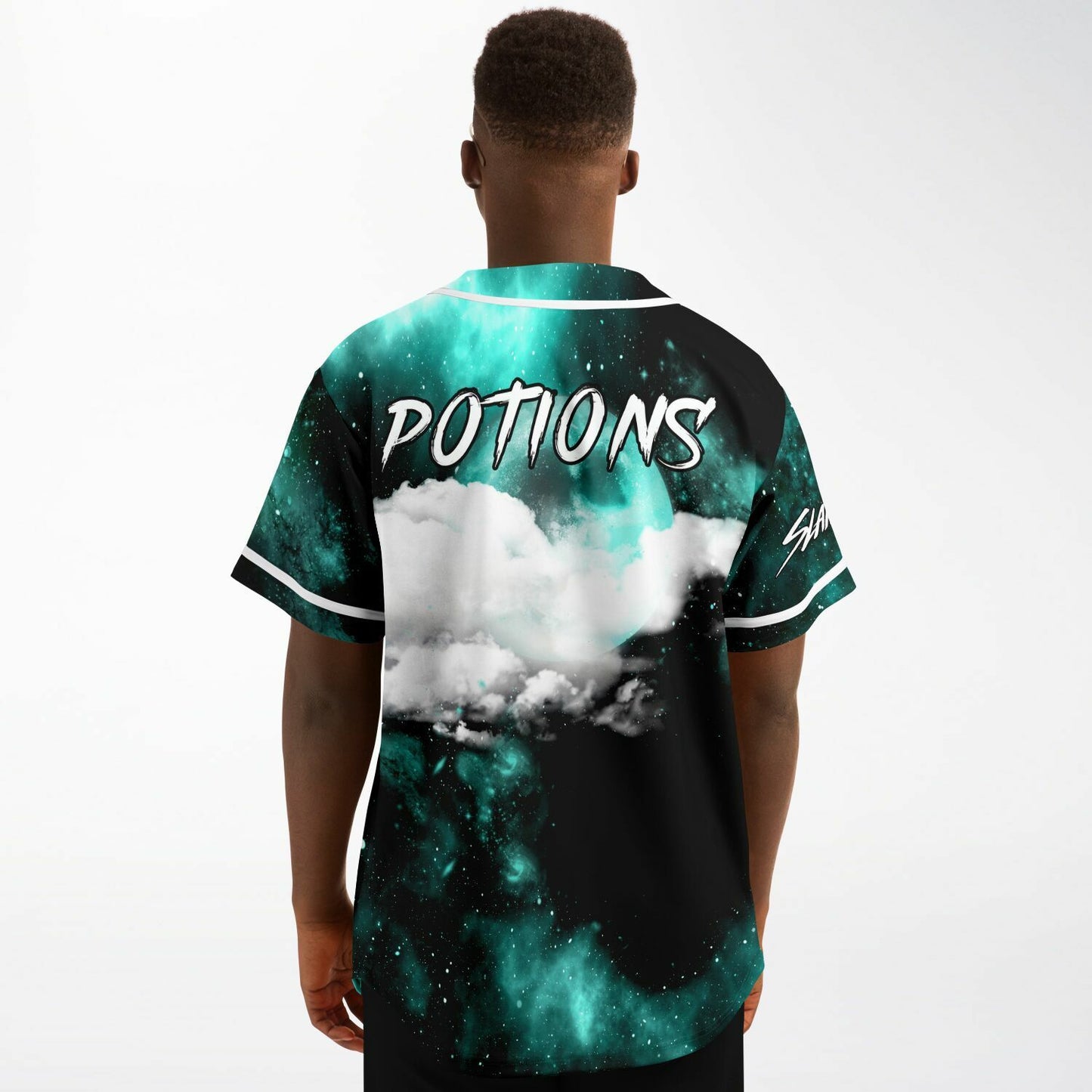 Slander Teal Green Cosmic Nebula Rave Baseball Jersey